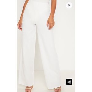 White High Waisted Wide Leg Trousers